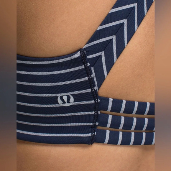Lululemon On Your Way Bra West2east Stripe Inkwell Heathered Slate - Picture 4 of 9